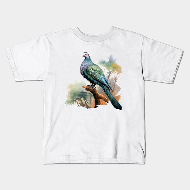 Nicobar Pigeon Kids T-Shirt by zooleisurelife